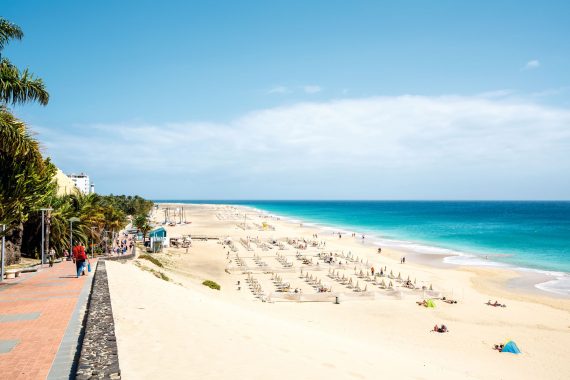 Blick auf den Strand und das Meer vom Jandia Playa