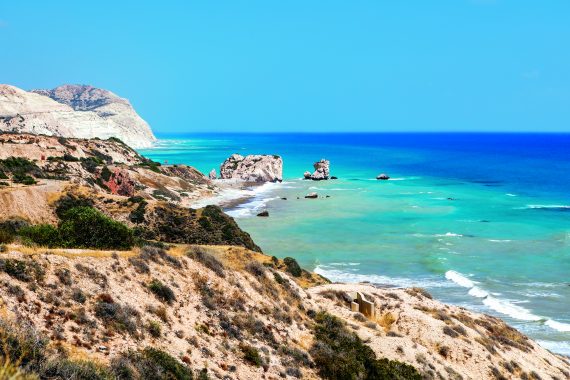 Der Aphrodite's Rock und der Aphrodite's Beach auf Zypern